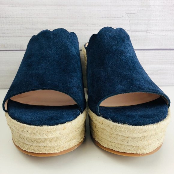 Kate Spade Toby Blue Suede Scallop Wedge - Picture 3 of 4